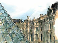 Mixed-Media Rendering of Louvre. Paris, France. Mixed-Media Rendering of Louvre. Paris, France.