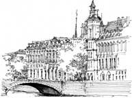 Pen and Ink Illustration of a Bridge in Paris Pen and Ink Illustration of a Bridge in Paris